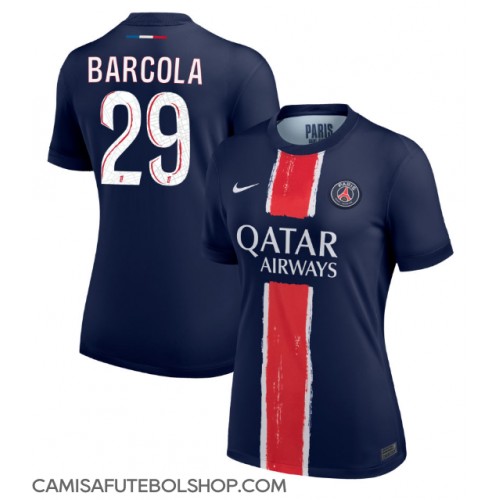 Camisa de time de futebol Paris Saint-Germain Bradley Barcola #29 Replicas 1º Equipamento Feminina 2024-25 Manga Curta